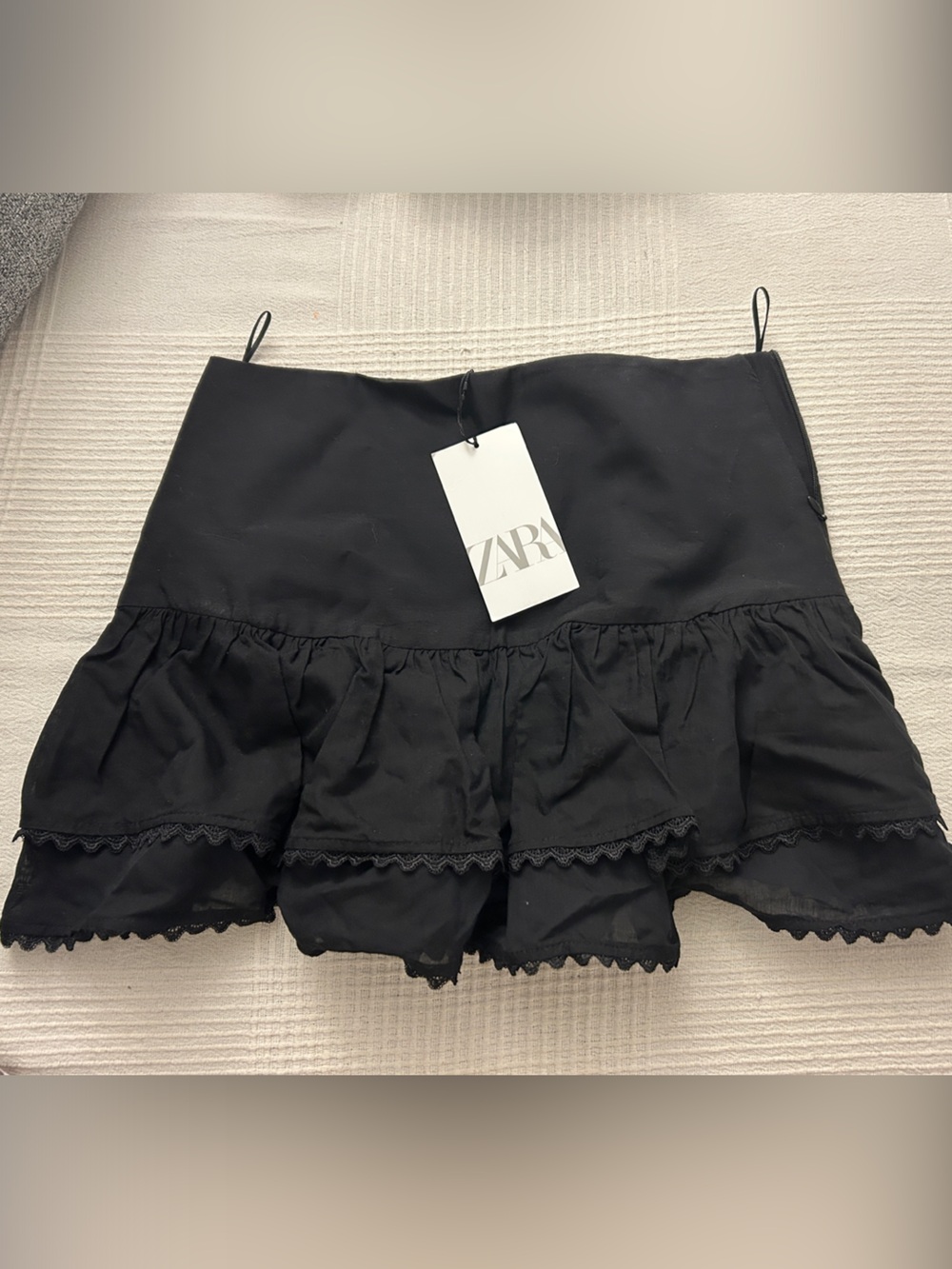 ZARA Black Layered Ruffle Skort